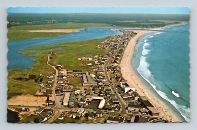 Aerial View Wells Beach Maine Ocean Front City Postcard