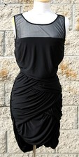 Plus size blouson stretchy dress, black, size 1X,2X,3X, made in USA