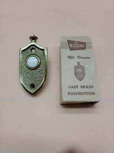Vintage 1940 MCM NuTone Mount Vernon PB-2 Gold Push Lite Door Bell Chime NOS - Picture 1 of 7