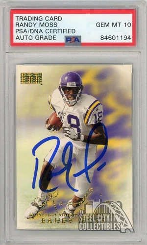 Randy Moss 1998 Skybox Premium Autograph Rookie Card #240 PSA/DNA 10