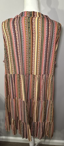 Easel Sleeveless Ruffle Herringbone Boho Print Dress Plus Size 1X NWT - Picture 3 of 8