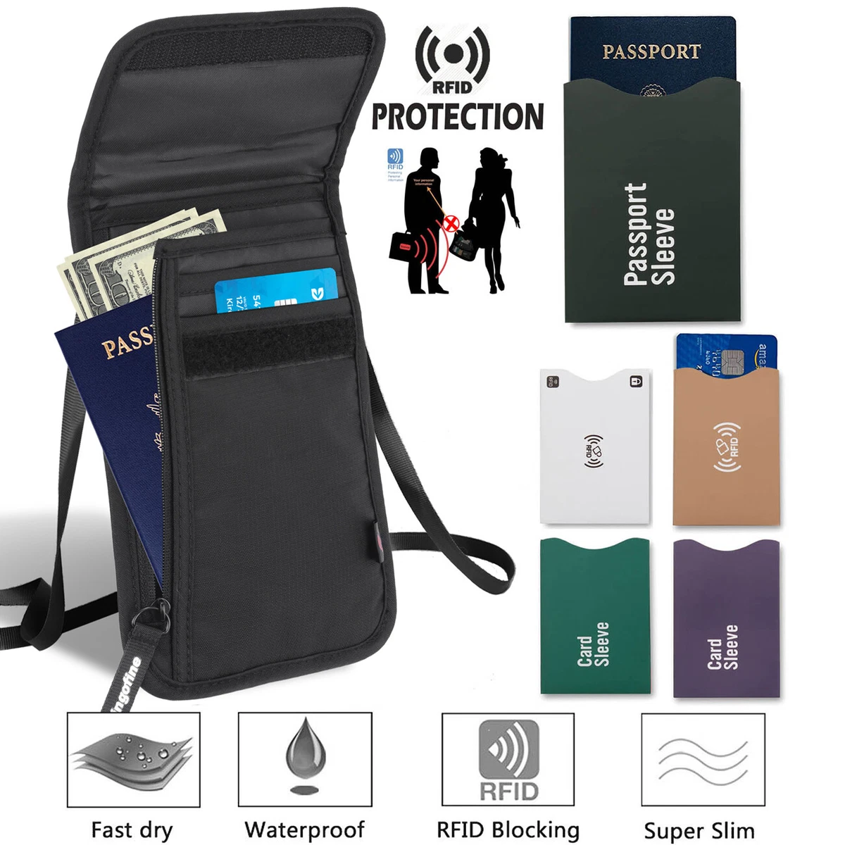 Passport pouch top under clothes