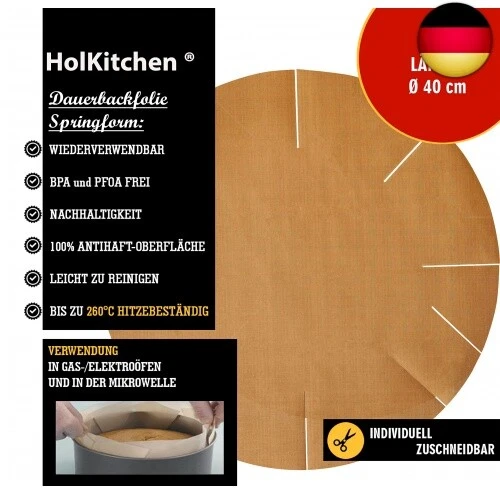 Dauerbackfolie 2er Set, Backpapier Springform, Premium Dauerbackfolie rund, - Bild 2 von 4