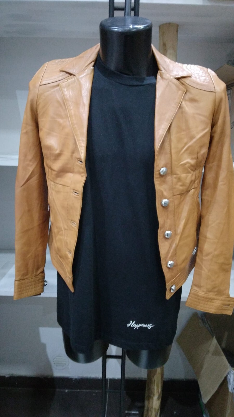 GIACCA DI PELLE usata Donna Woman Marrone Tg 42 PGS215PI