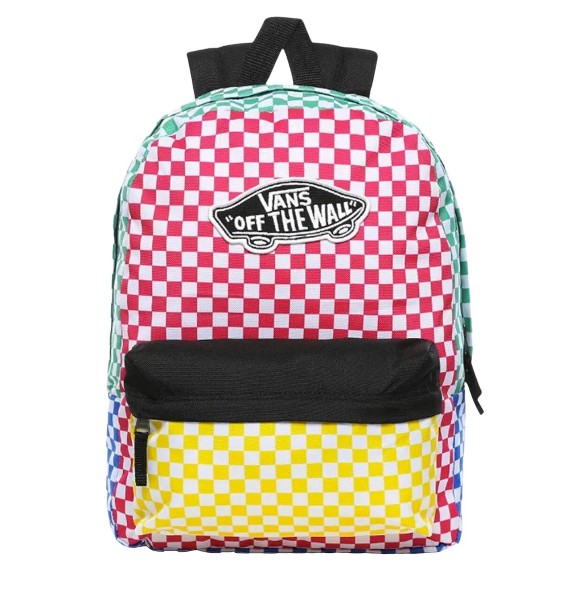 Vintage All-over Checkerboard Pattern Backpack, Classic Zipper