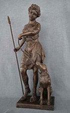 Huge Bronze Sculpture of Diana Roman Greek Goddess Hunt Hunters Hunting 78.5 cm