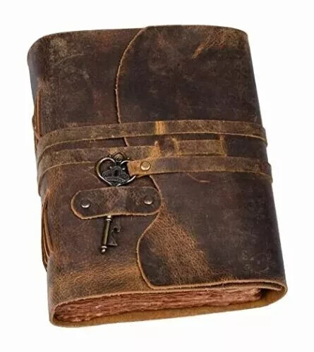 Vintage Leather Bound Journal with Handmade Deckle Edge Paper  -image