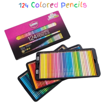 Set Pencils Box Colored Master Art 124 Pencil Color Soft Drawing Coloring Books
