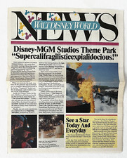 VINTAGE 1989 WALT DISNEY WORLD NEWS NEWSPAPER HAS BEEN FOLDED No Edition Stated