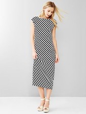 NWT Gap 2015 Stripe Muscle Midi Dress, NAVY/BLACK STRIPE SZ XS