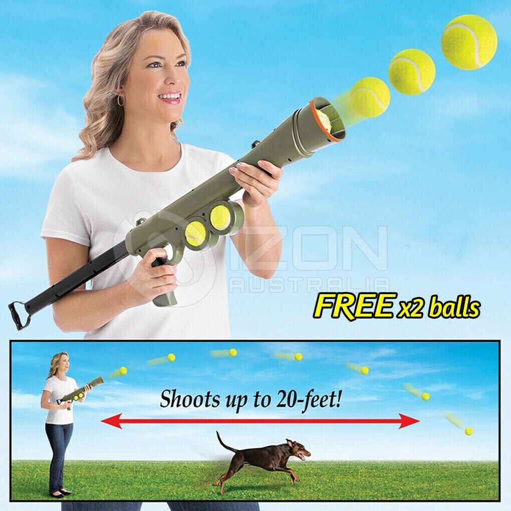 Dog Tennis Ball Gun Launcher Pet Play Outdoor Toy Fetch Throw
