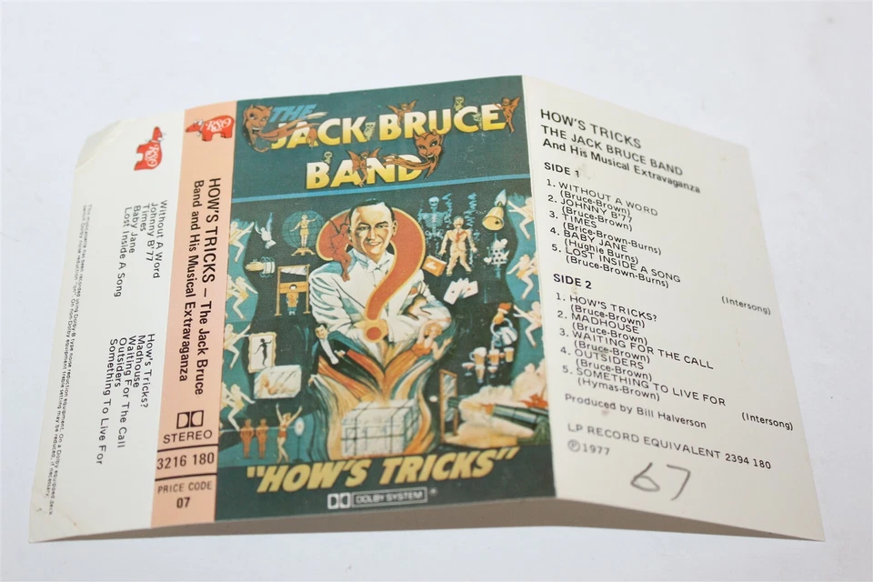 The Jack Bruce Band How's Tricks Cassette Tape 1977 RSO 3216180 Cream - Image 4 of 4