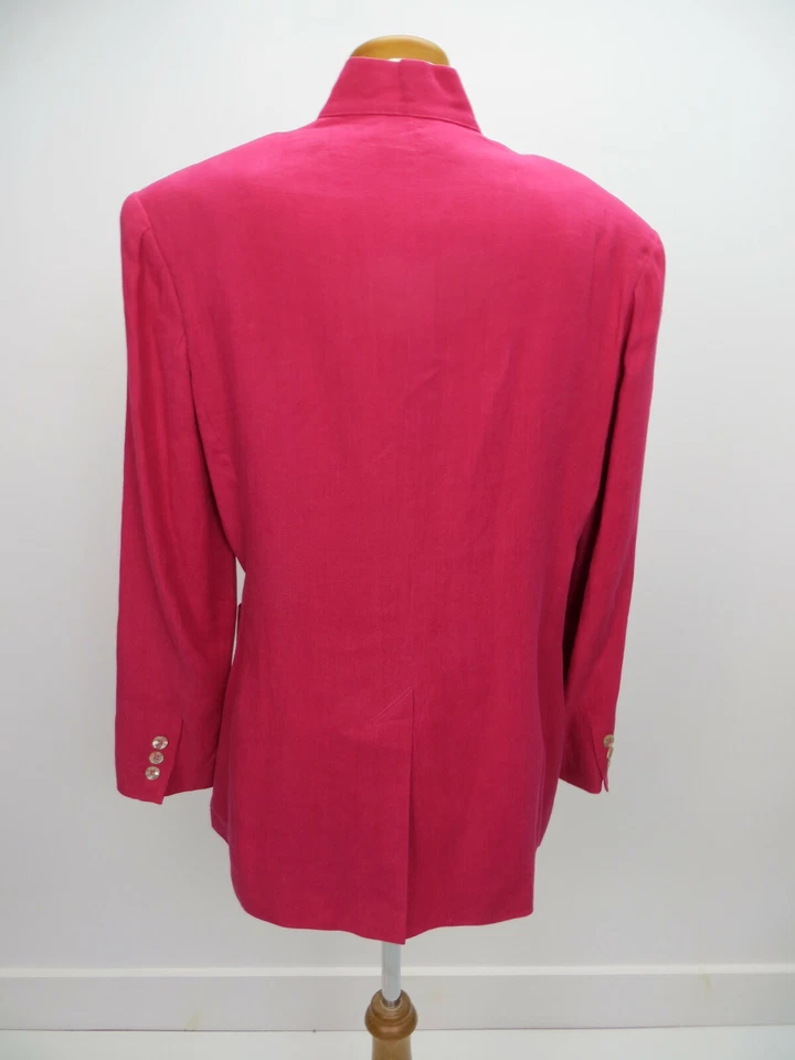 Blazer Oilily Rosa Caliente Talla 38 Forro Floral Brillante 2 Bolsillos Delanteros Botones Foto 4 de 4