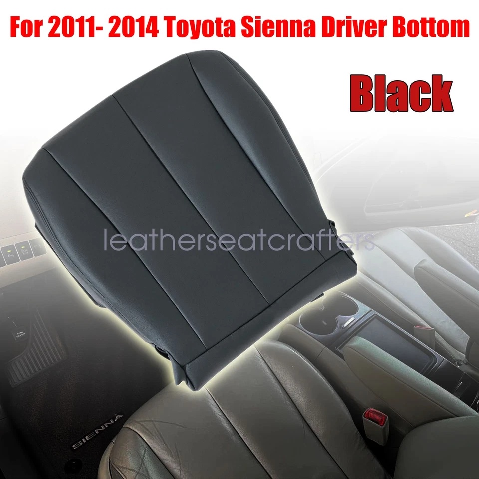 Cubierta de asiento inferior del conductor de cuero negro para Toyota Sienna 2011 2012 2013 2014 Foto 2 de 4