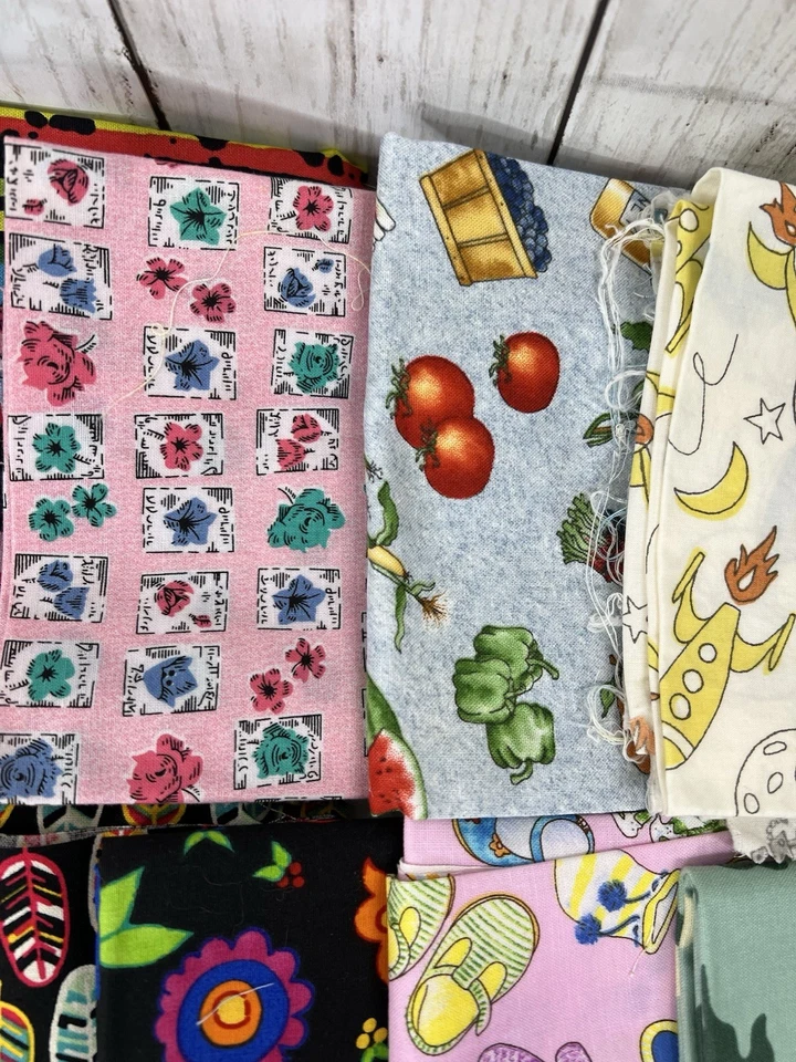 14 Fat Quarter Lot Cotton Fabric Quilting Varied Designs Batik 2 Repeats - Image 3 of 4