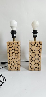 Holz Scheibe Säule Tischlampe Basis Cabincore Rustikal Landhaus Geometrisch Boho
