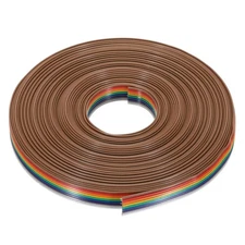 MECCANIXITY 1 Pcs 9 Pin Flat Rainbow Ribbon Cable 32.8FT 1.27mm 32.8FT, brown