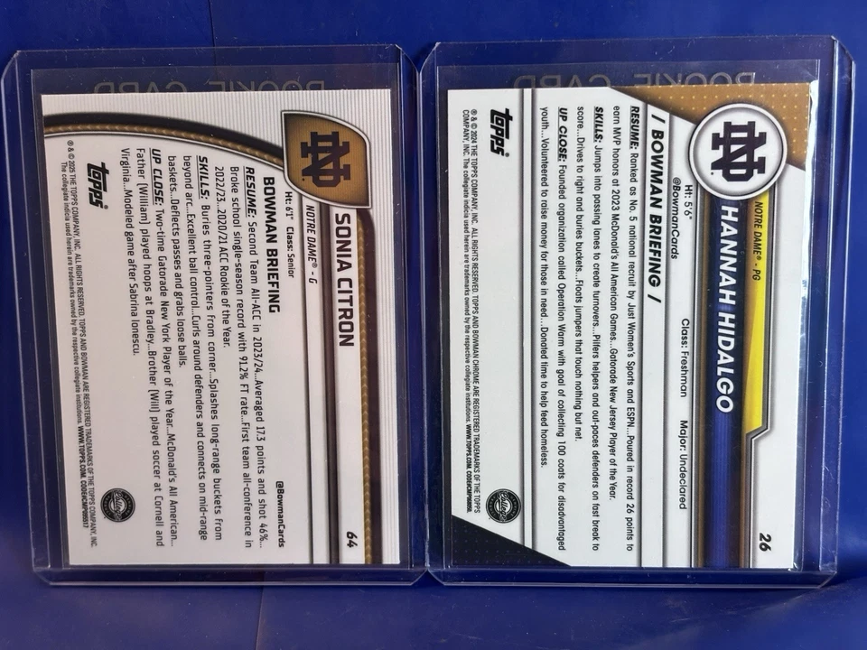Sonia Citron Hannah Hidalgo 2 Card Lot WNBA Prizm Chrome Rookie Notre Dame Irish - Image 2 of 2