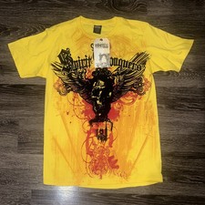 White Tag Premium Denim Shirt Mens Small Spirit Conquers Graphic Affliction