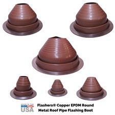 Flashers Copper EPDM Round Metal Roof Pipe Flashing Boot (Size#1-9) Made in USA