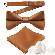 MANSPHIL Rust Orange Pre Tied Silk Bow Tie and Pocket Squares Men's Bowties S...