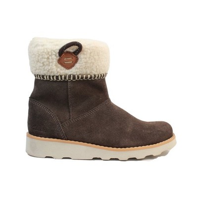 Clarks Crown Loop Kids | Walnut Suede | Mädchen Over-Ankle warm gefüttert Stiefel