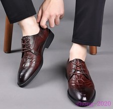 Men's Faux Leather Lace Up Pointed Toe Oxfords Business Casual Dress Work Shoes