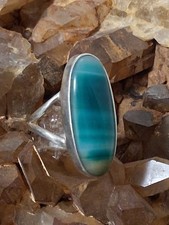 Vintage 925 Sterling Silver Blue Lace Agate Statement Ring- Size 6.5 - 5.6g