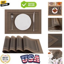 Placemats Set of 4 Wipe Clean PVC Place Mats for Dining Table Heat Resistant ...