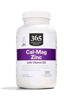 365 by Whole Foods Market Cal-Mag-Zinc Vitamin D3 Magnesium Vitamins 180 Tablets