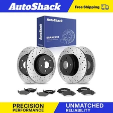 Front Rear Drilled Slotted Brake Rotors Ceramic Pads for Ram 1500 5.7L V8