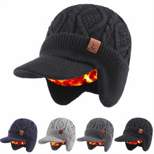 Unisex Winter Hat Plush Fur Lined Warm Earflap Cap Stylish Soft Beanie Hat US