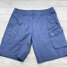 AFTCO Shorts Mens 36 Blue Cargo Fishing Hybrid Ripstop Outdoor Boating 10"