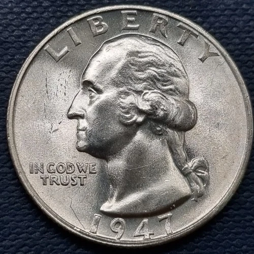 1947 S Washington Quarter 25c Silver BU UNC GEM Brilliant Uncirculated #97333