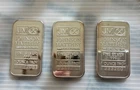 Three Johnson Matthey 1oz Silver Bars