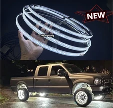 15.5" High Density Pure WHITE LED Truck Wheel Tire Rim Lights Remote+Switch KIT