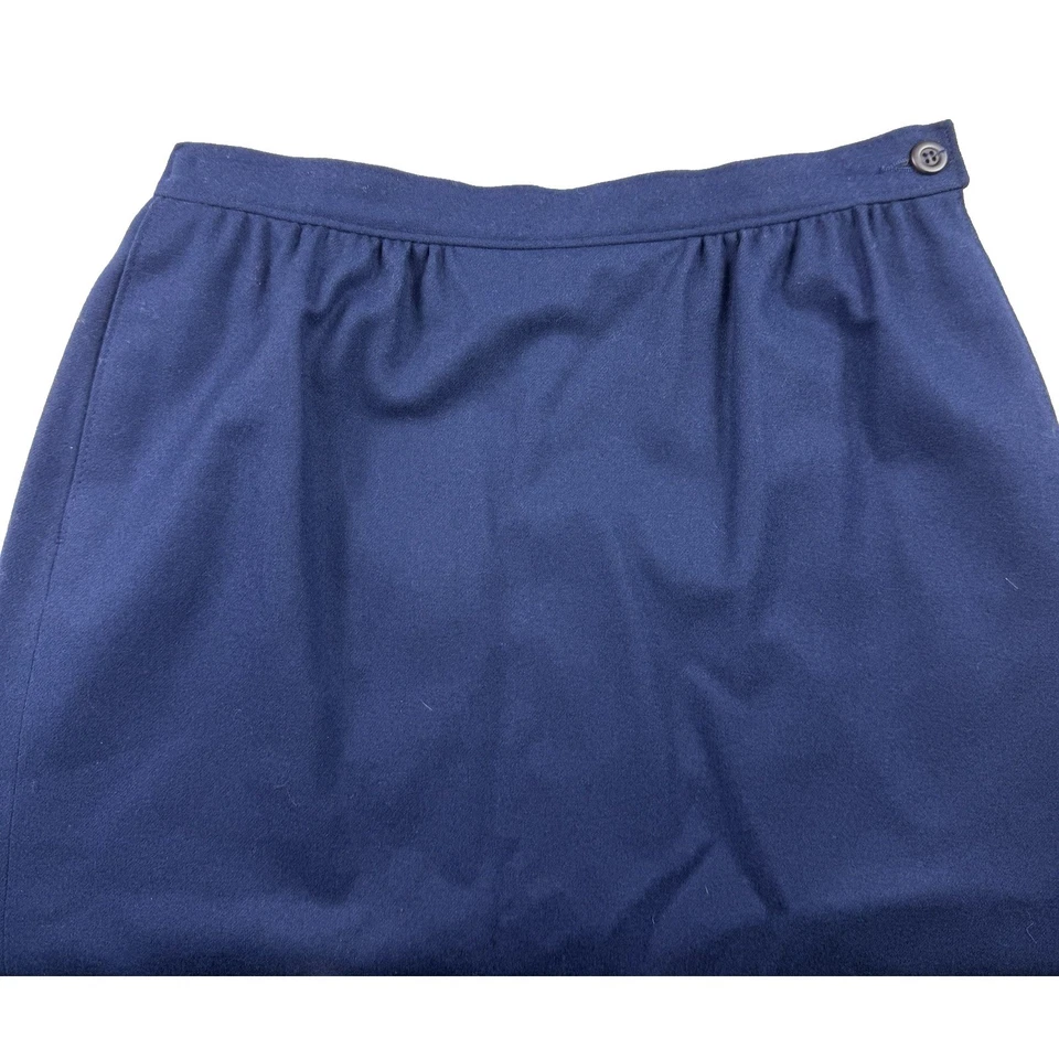 Falda Pendleton Vintage Para Mujer Pura Lana Virgen Azul Marino Talla 8 Pequeña EE. UU. Foto 4 de 4