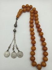 Rare Antique Rosary Faturan Germany Islamic Prayer Misbaha 33 Bead 82g 15*14mm