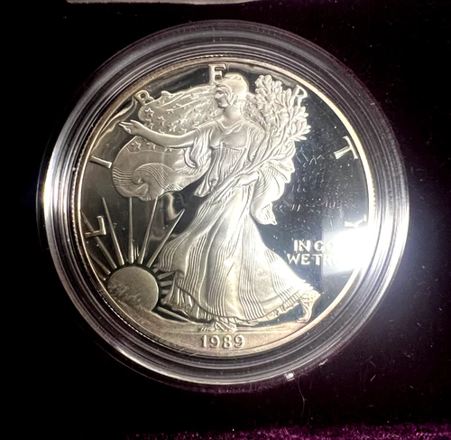 1989 S American Silver Eagle Bullion Proof $1 Coin w/COA