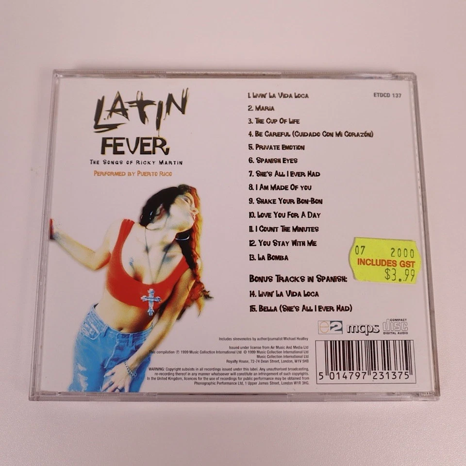 Latin Fever Songs Of Ricky Martin CD 1999 Puerto Rico Tribute 15 Tracks - Image 2 of 3