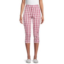 Time and Tru NWT Women's 14 Pink Check Capri Pants