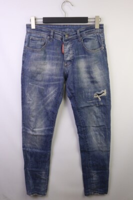 Dsquared2 Blue Denim Cotton 5-Pockets Skinny Leg Distressed Medium Wash Jeans 42