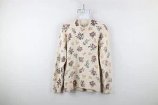 Vintage 90s Streetwear Womens Medium Flower Knit Silk Angora Lambswool Sweater