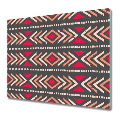 Tempered Glass Cutting Board Worktop Saver Ethnic red and orange 60x52
