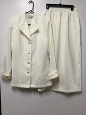 Womens Formal 3 Piece Skirt Suit Size 14 Ivory Mother of the Bride Tower Hill 55