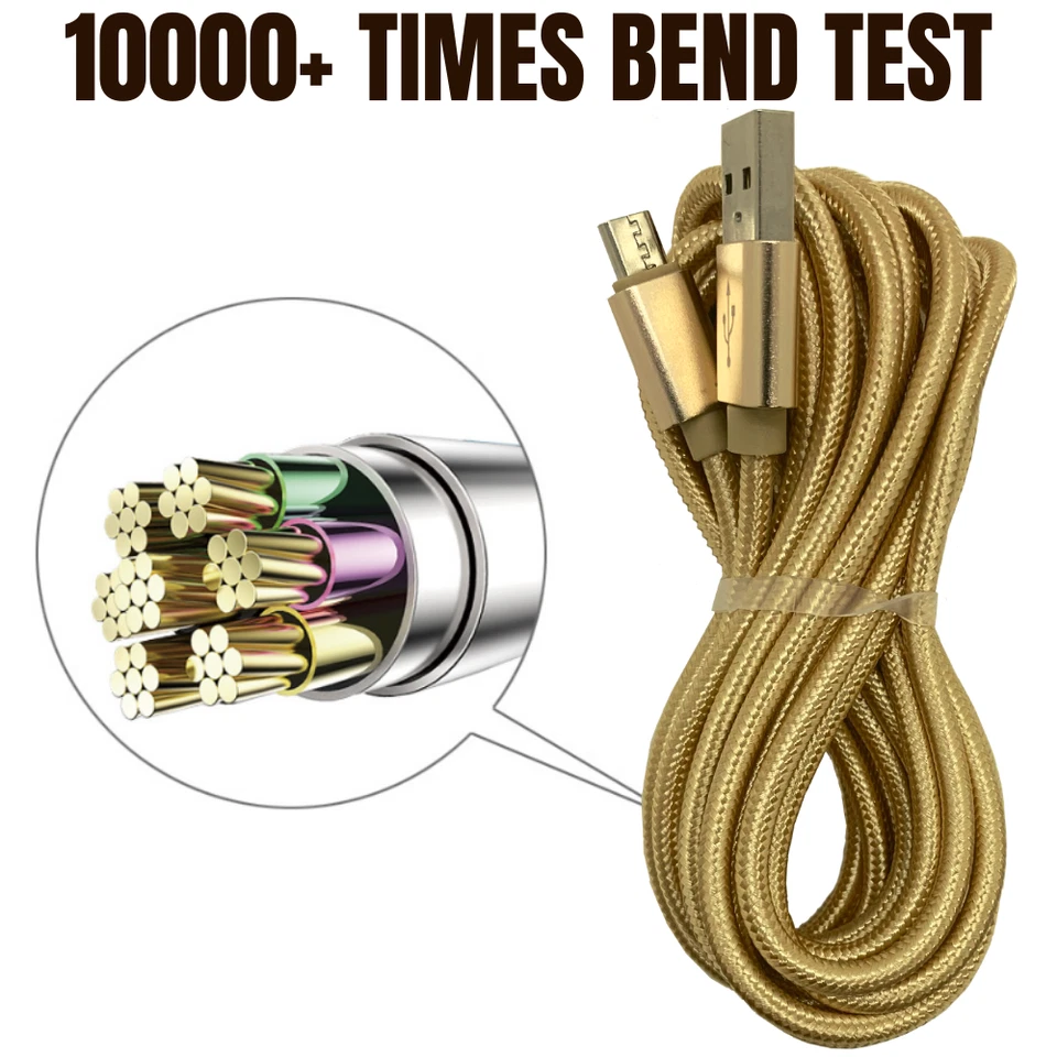 3x 10Ft Micro USB Fast Charger Cable Heavy Duty Charging Cord For Android Phone - Image 4 of 4