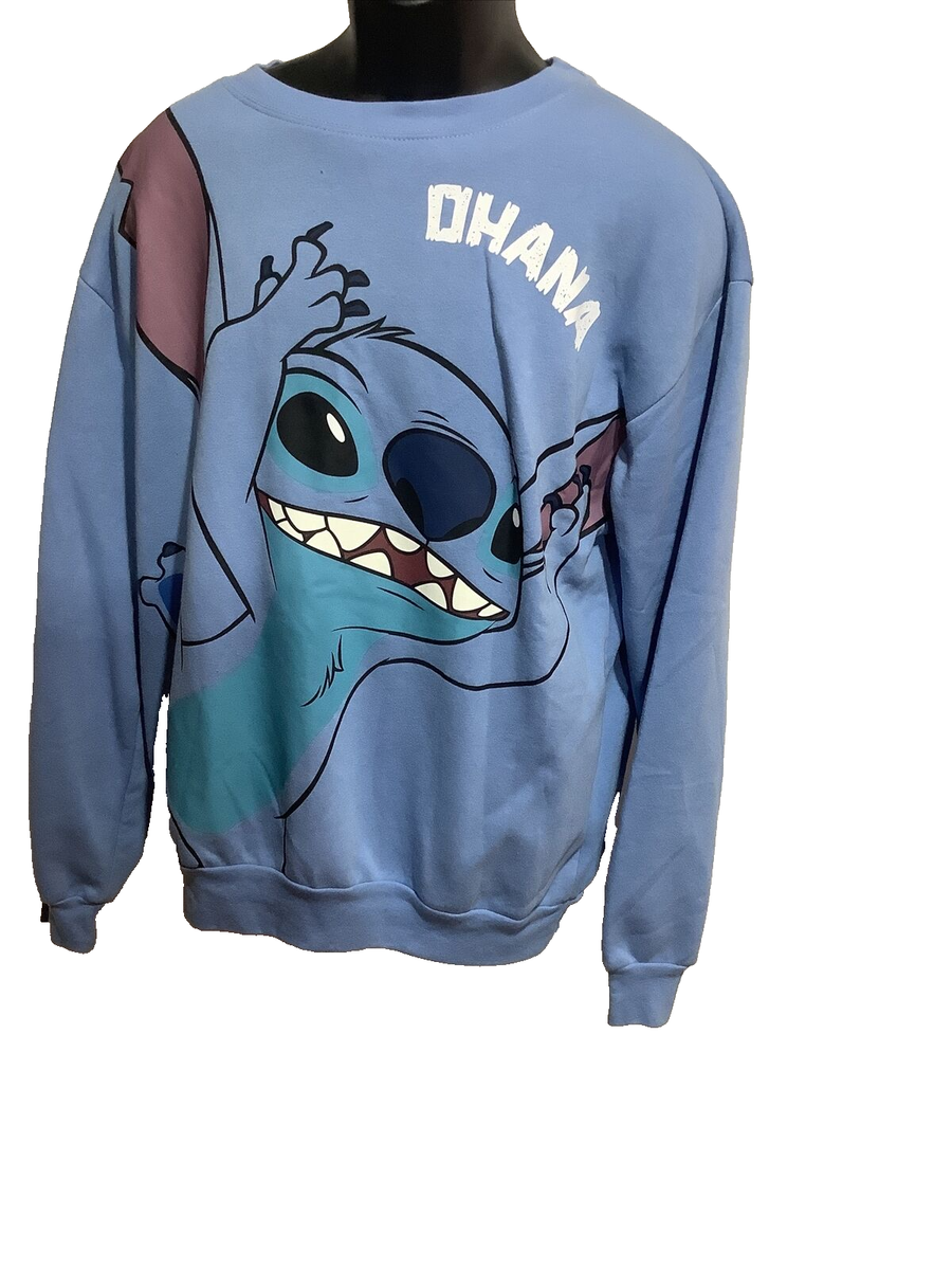 Disney Lilo Stitch Ohana Light Blue Stitch Sweatshirt Juniors