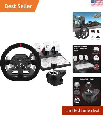 Multi-Platform V10 Racing Wheel: Realistic Force Feedback and Adjustable Pedals