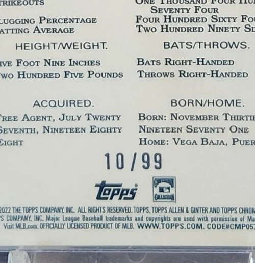 2022 Allen & Ginter Chrome Ivan Rodriguez Green Refractor /99 Rangers HOF #19 - Image 3 of 3