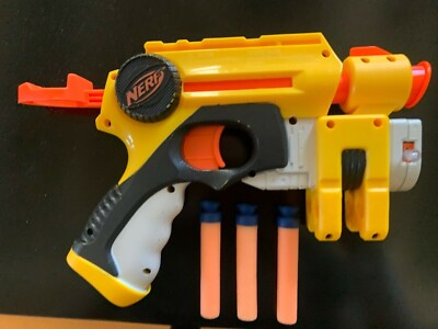 Nerf N-Strike EX3 Nite Finder Yellow Gun Pistol Laser Toy Hasbro  Works...